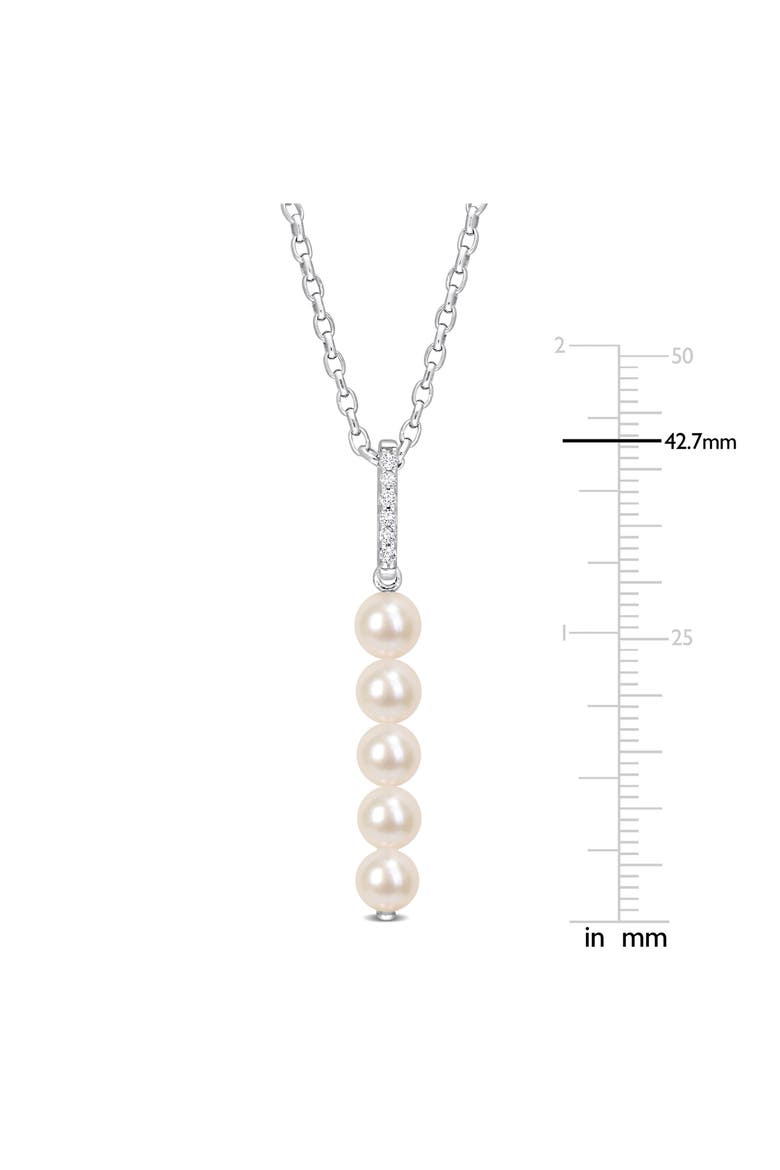 Cultured Freshwater Pearl & Diamond Pendant Necklace - 0.18ct., Alternate, color, WHITE