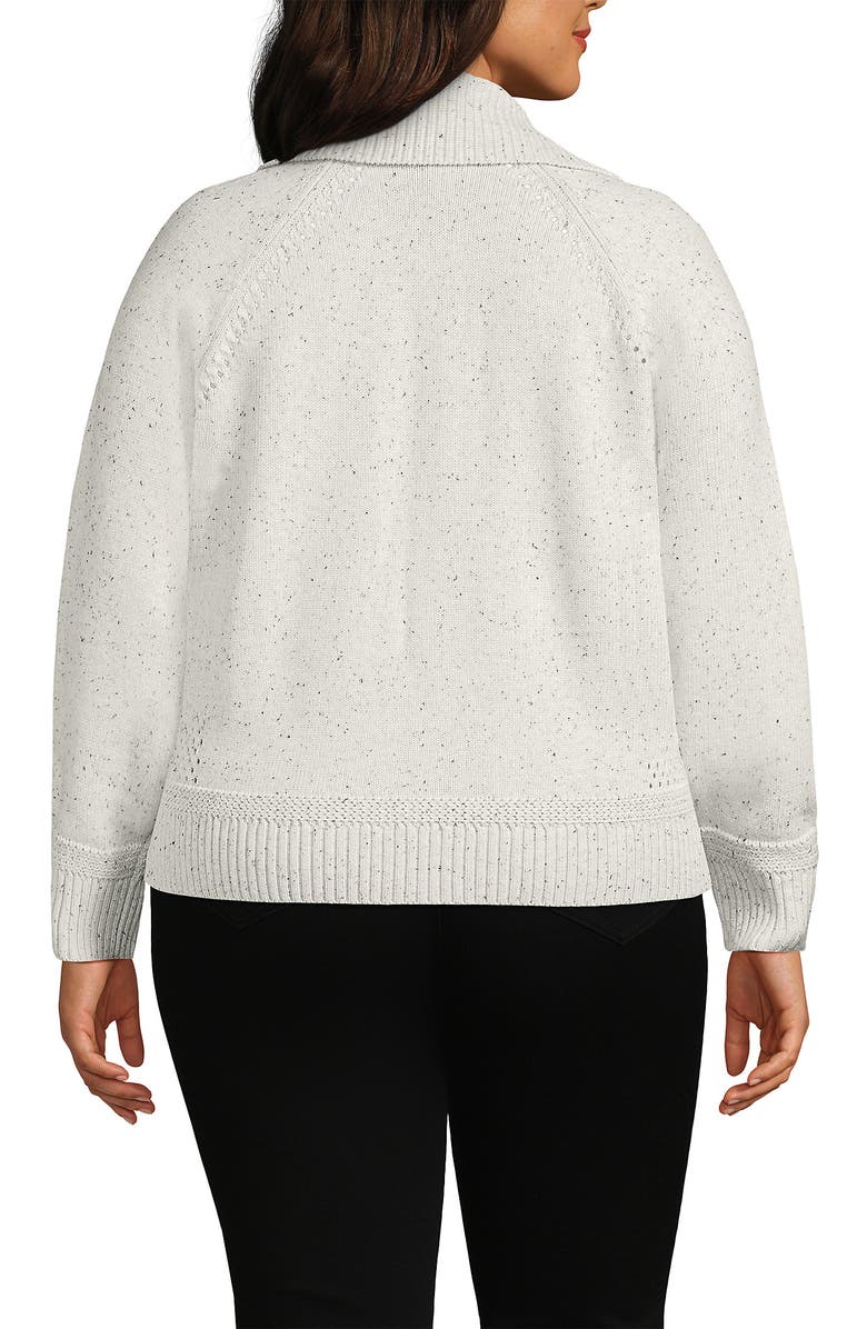 Lands' End Drifter Large Collar Zip Front Cardigan Sweater, Alternate, color, Pale Gray Heather Donegal