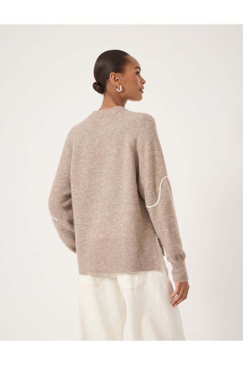 Wool Blend Flower Motif Jumper, Alternate, color, Oatmeal Marl