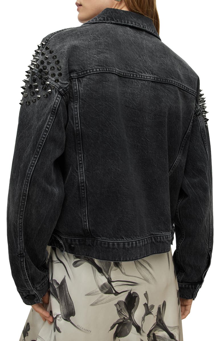AllSaints Studded Denim Jacket, Alternate, color, 