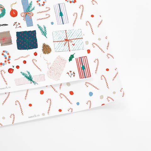 Two-Sided "Merry Gifting" Heavyweight Christmas/Holiday Gift Wrap (Eight Sheets)