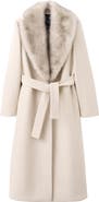 MANGO Manteco Longline Trench Coat with Removable Faux Fur Collar