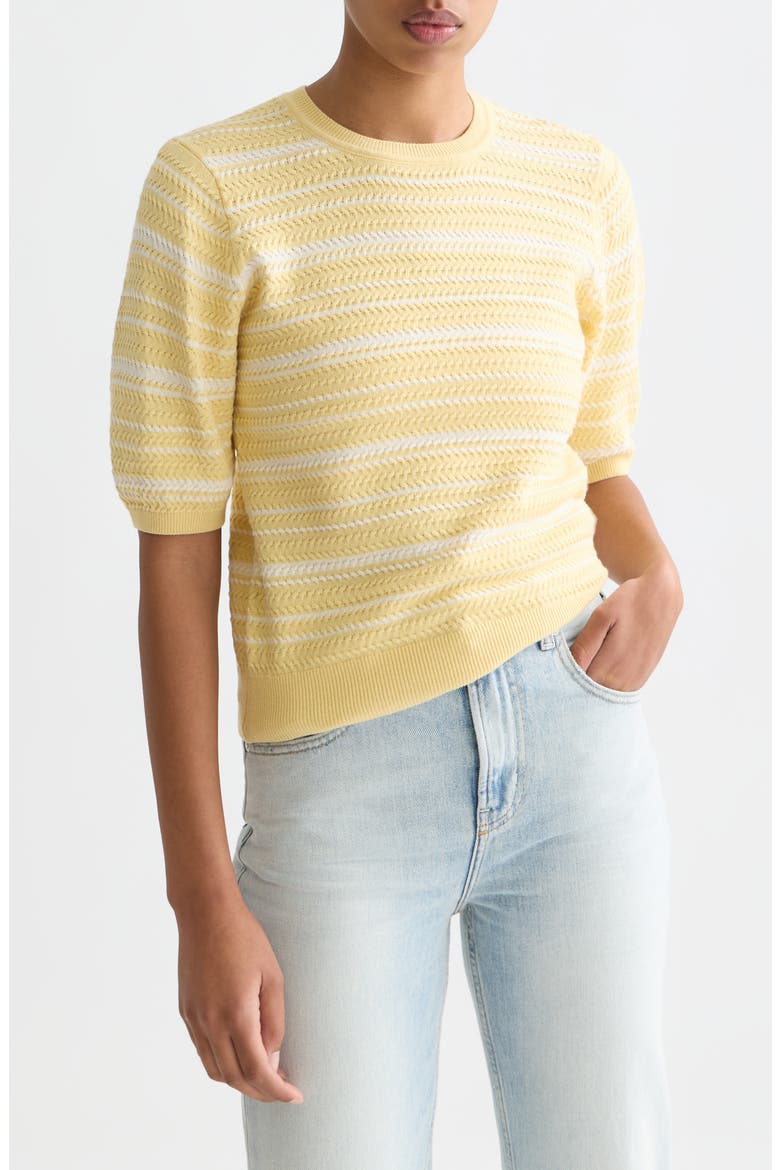 Stripe Puff Sleeve Sweater, Main, color, PARSNIP STRIPE