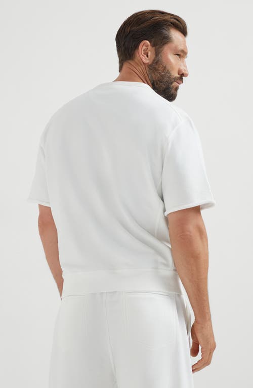 Brunello Cucinelli Smooth Cotton French Terry Sweatshirt In White