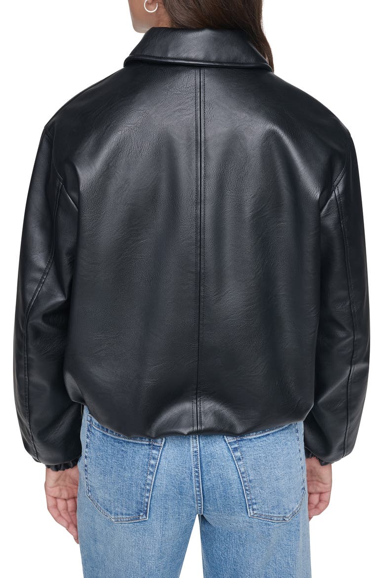 Faux Leather Bomber Jacket, Alternate, color, BLACK