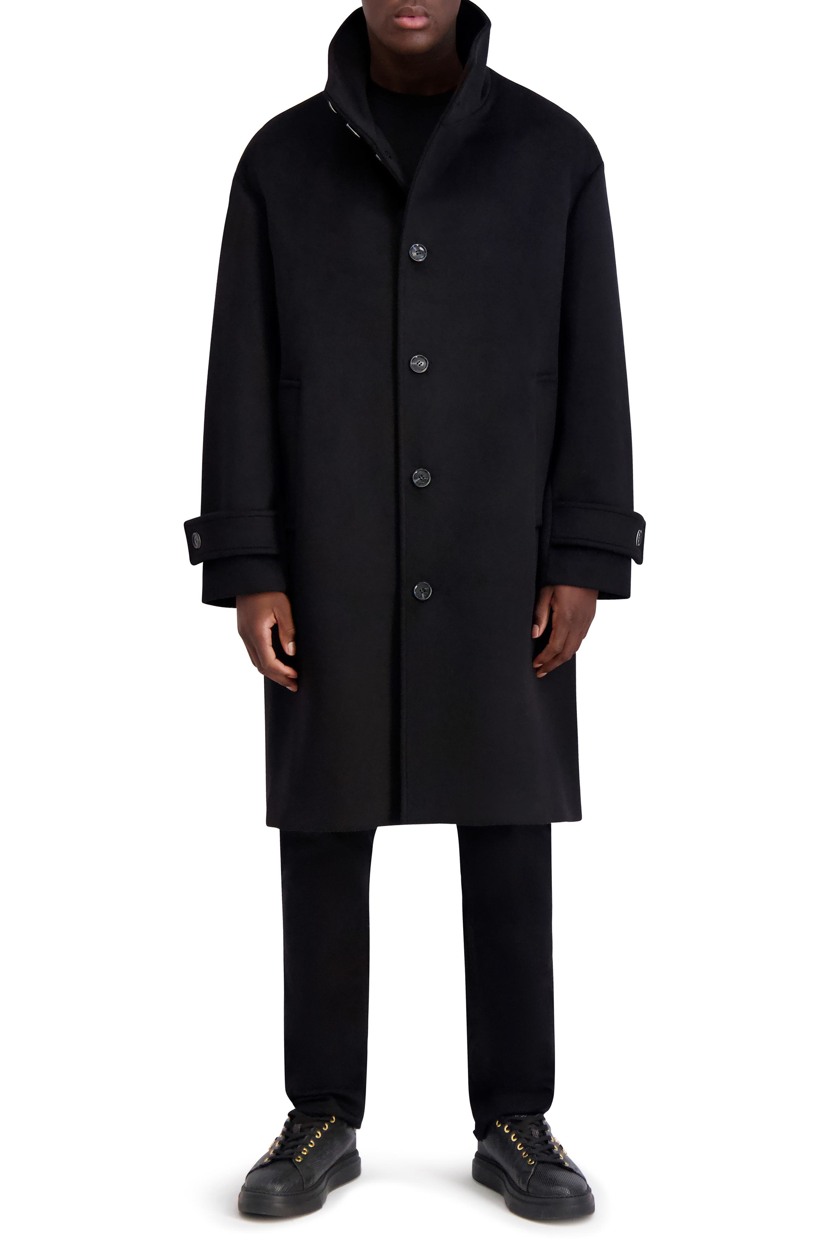KARL LAGERFELD PARIS Wool Blend Top Coat
