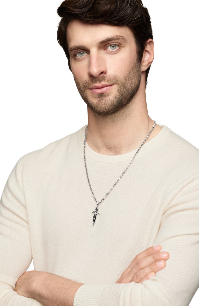 David Yurman Waves Dagger Amulet with Black Diamonds, Alternate, color, Black