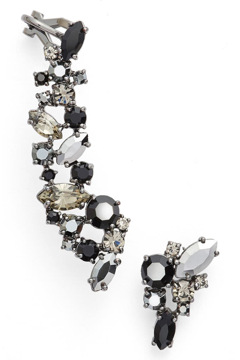 'Poppy' Mismatched Earrings, Main, color, BLACK MULTI