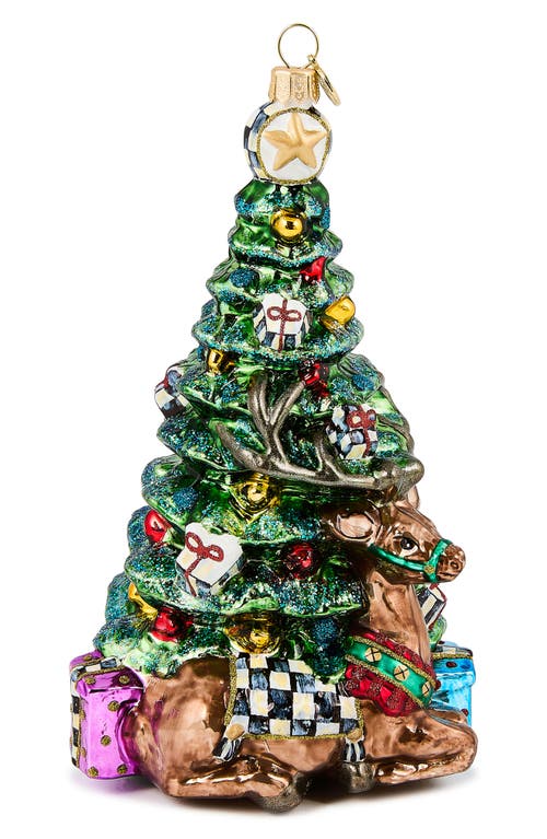 Mackenzie-childs Mackenzie Childs Holiday Forest Tree Glass Ornament In Green