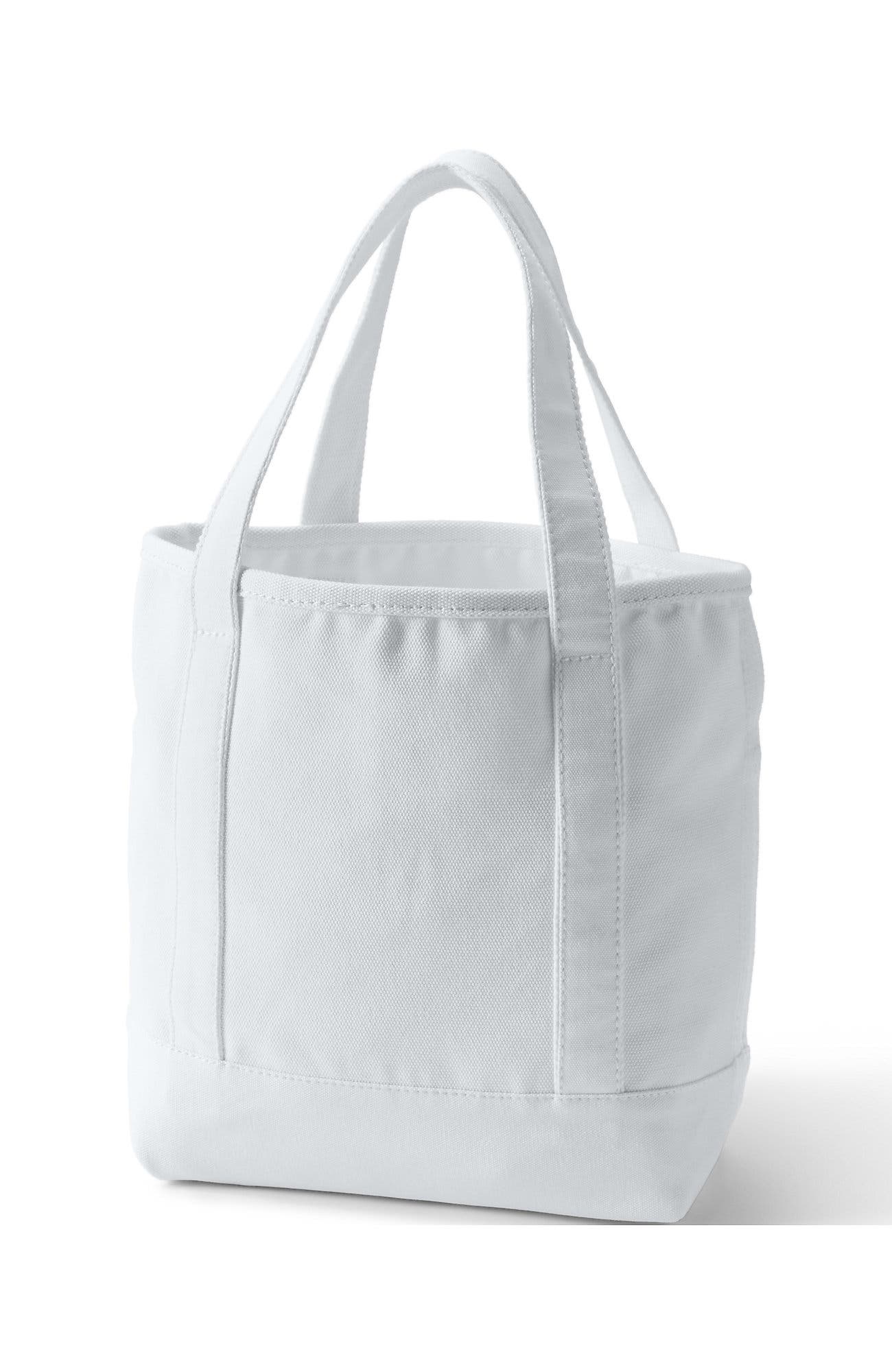 Lands’ End Canvas Open Top Tote Bag  Regular & Long Handle Carry All - Stylish  for Work  Travel  Beach  Errands  Great Gift, Alternate, color, White