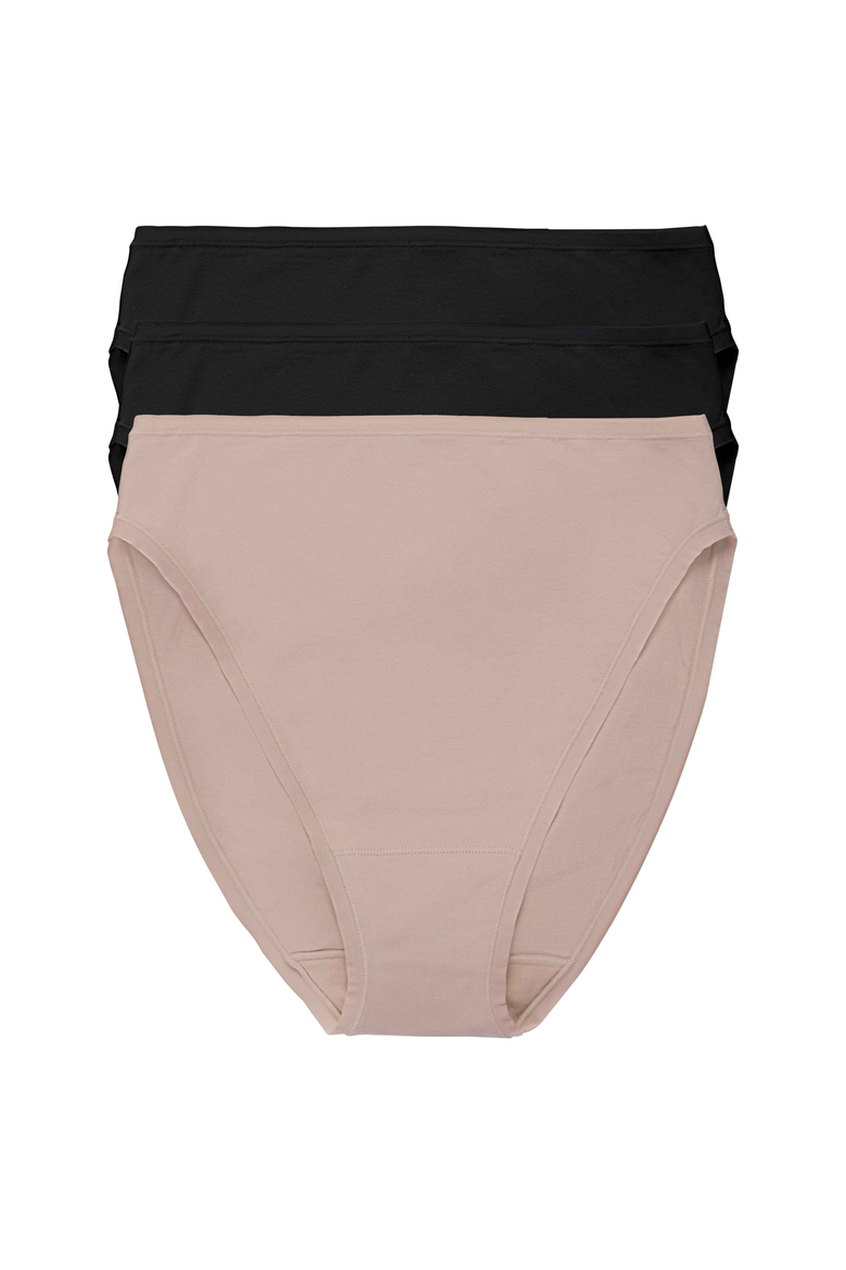Bliss Bare Cotton High Cut Brief 3-Pack, Main, color, Black/Black/Cafe