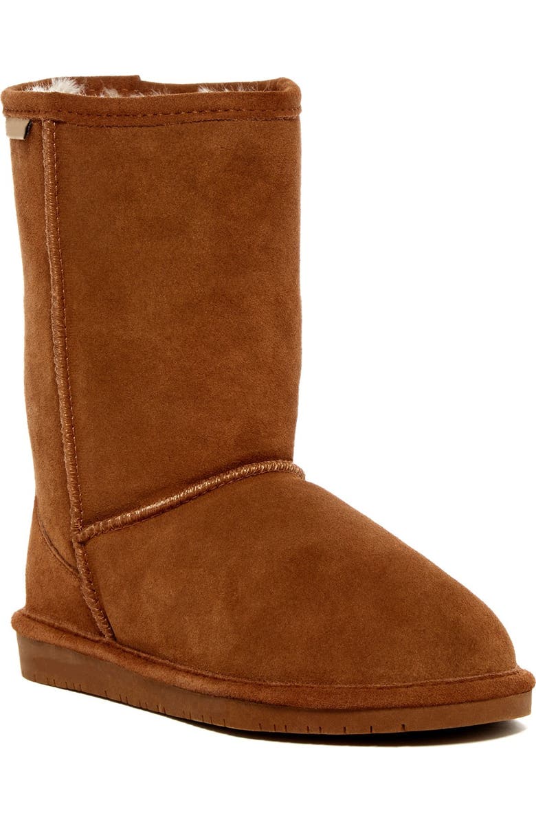 BEARPAW Emma Short Genuine Sheepskin Lined Boot, Main, color, Hickory Ii