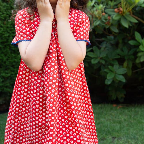 Beet World Toddler Amy Dress With Lace Trim In Red