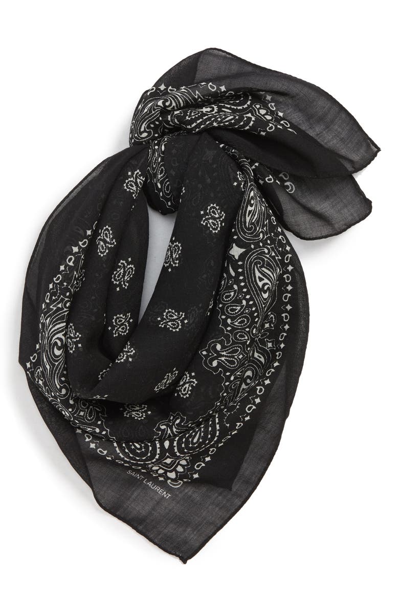 Saint Laurent Bandana Print Wool Scarf, Main, color,