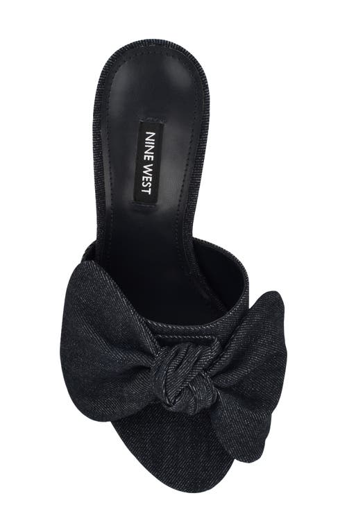 Nine West Women's Trina Bow Tapered Heel Slip-on Sandals In Dark Blue 401
