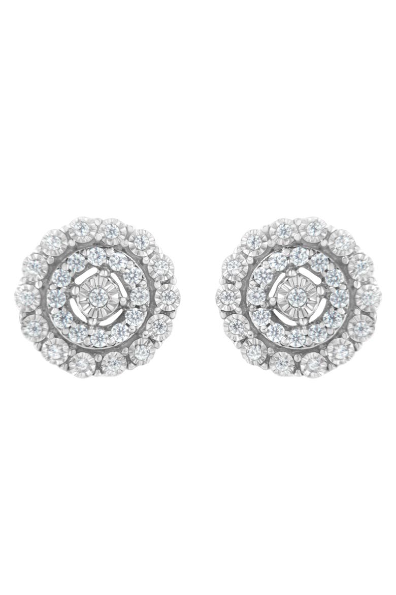 10KT White Gold 1/2 Ct Double Halo Diamond Stud Earrings, Main, color, White