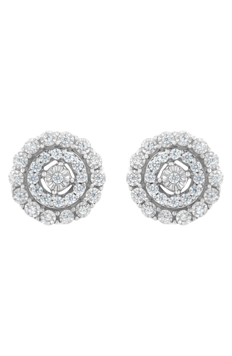 Haus of Brilliance 10KT White Gold 1/2 Ct Double Halo Diamond Stud Earrings, Main, color, White