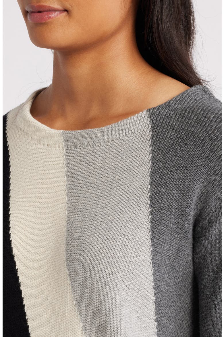 Devon Stripe Cotton & Cashmere Sweater, Alternate, color, GREY