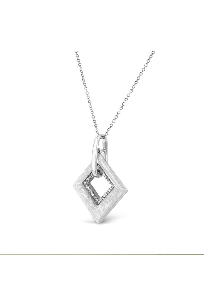 .925 Sterling Silver Pave-Set Diamond Accent Kite Shape Pendant Necklace, Alternate, color, White