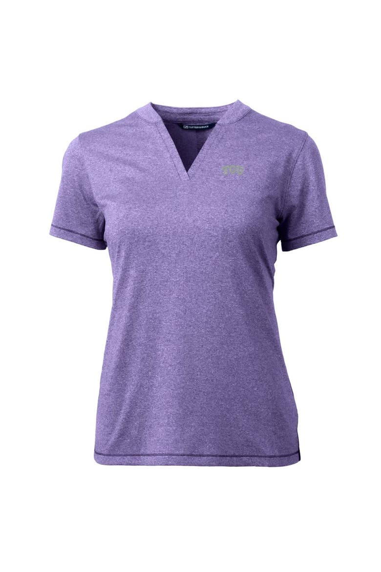 Women's Cutter & Buck Heather Purple TCU Horned Frogs Forge Blade V-Neck Top, Alternate, color, Heather Purple