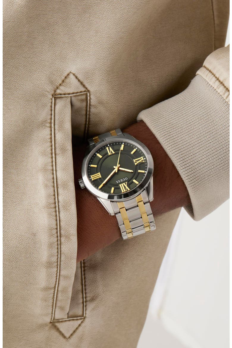Elliot Green Dial Two-Tone Bracelet Watch, 44mm, Alternate, color, GOLD
