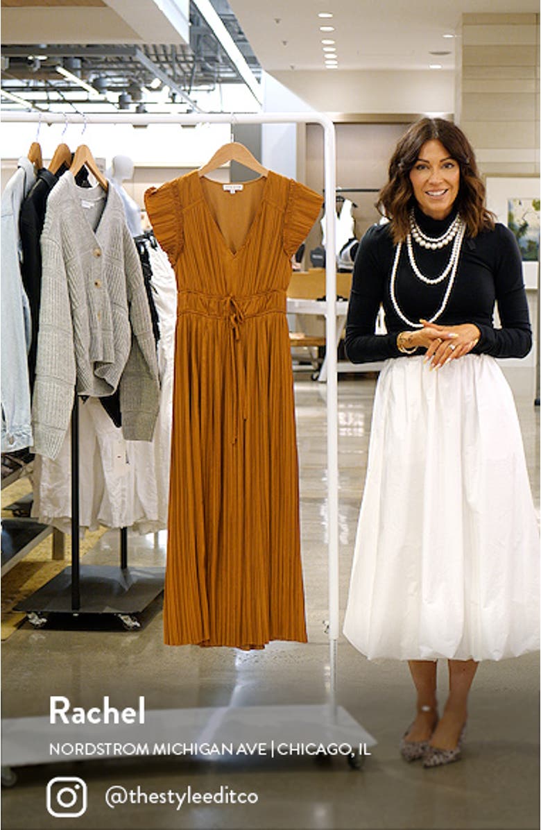 Pleated Tie Waist Midi Dress, sales video thumbnail