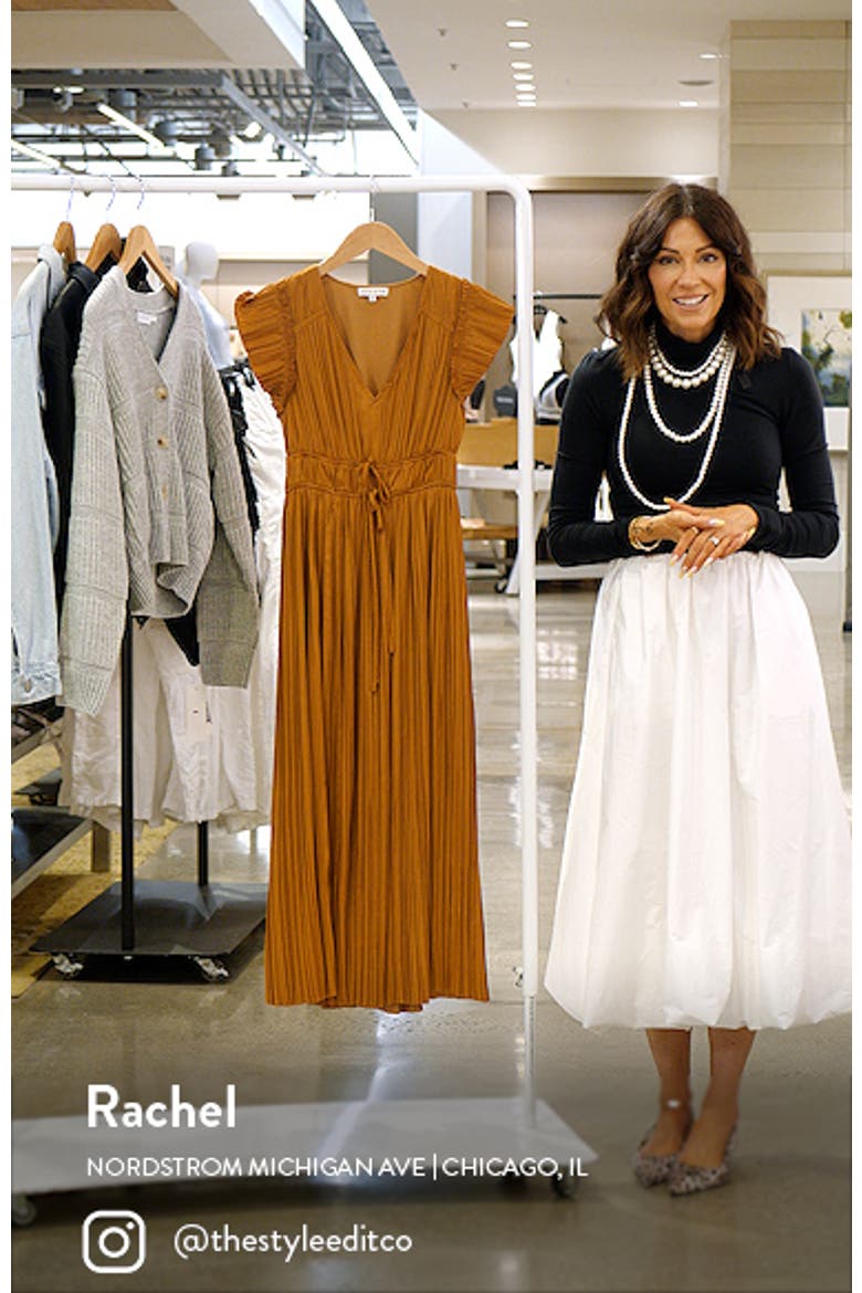 Pleated Tie Waist Midi Dress video