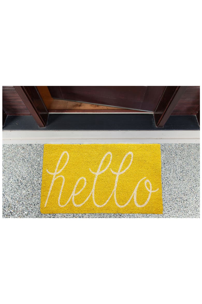 Yellow Hello Doormat, Alternate, color, YELLOW
