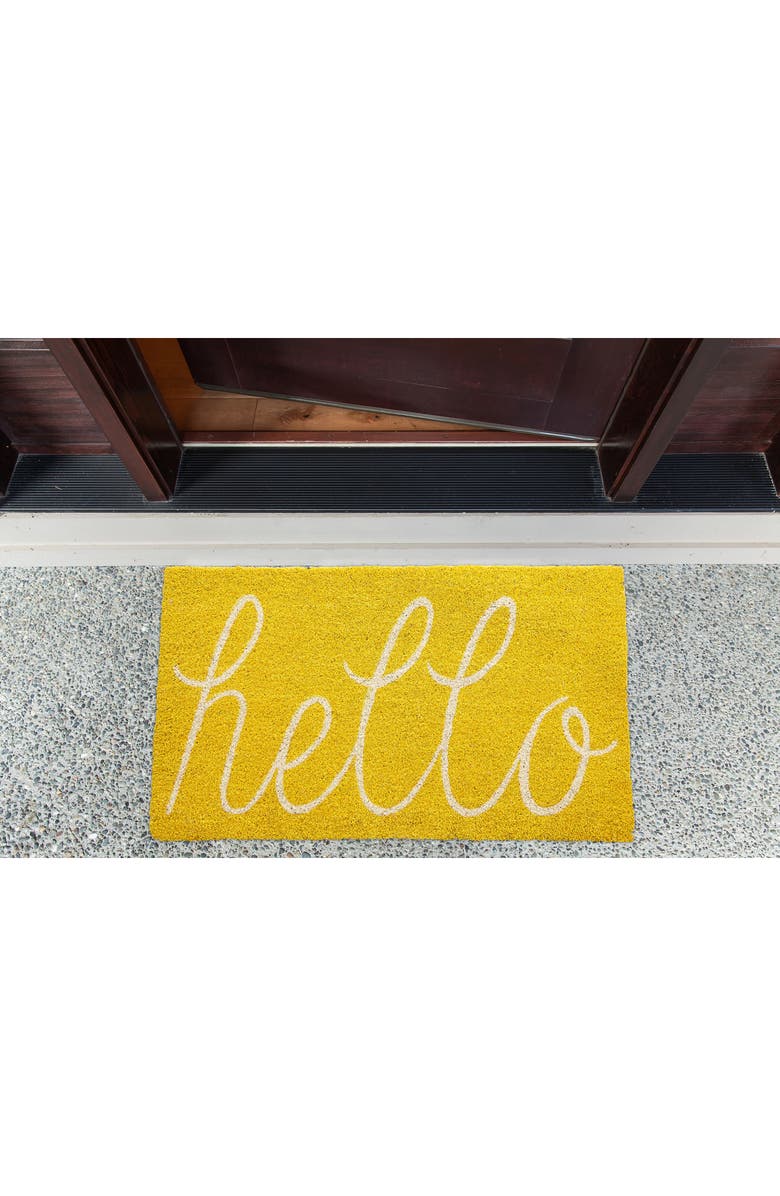 Design Imports Yellow Hello Doormat, Alternate, color, Yellow