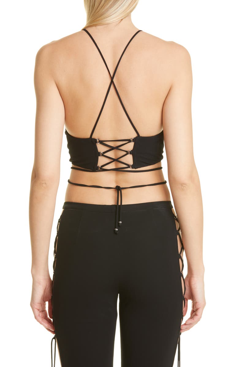 DUNDAS Cyrus Laced Back Halter Top, Alternate, color, Black