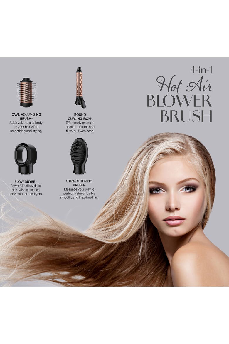 Hot Air Blower Brush Your All-in-One Hair Styling Solution, Alternate, color, Black