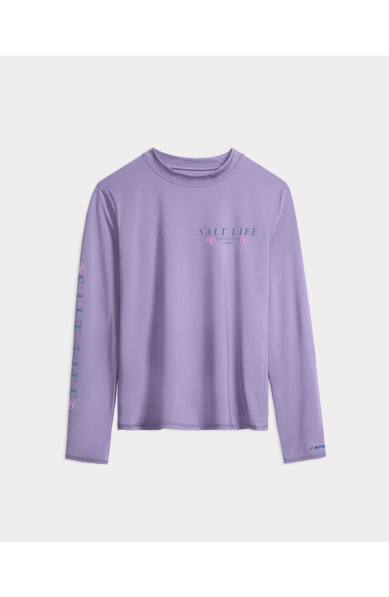 Salt Life Salty Marlin Badge Performance Long Sleeve Tee, Main, color, Pale Lavender Heather