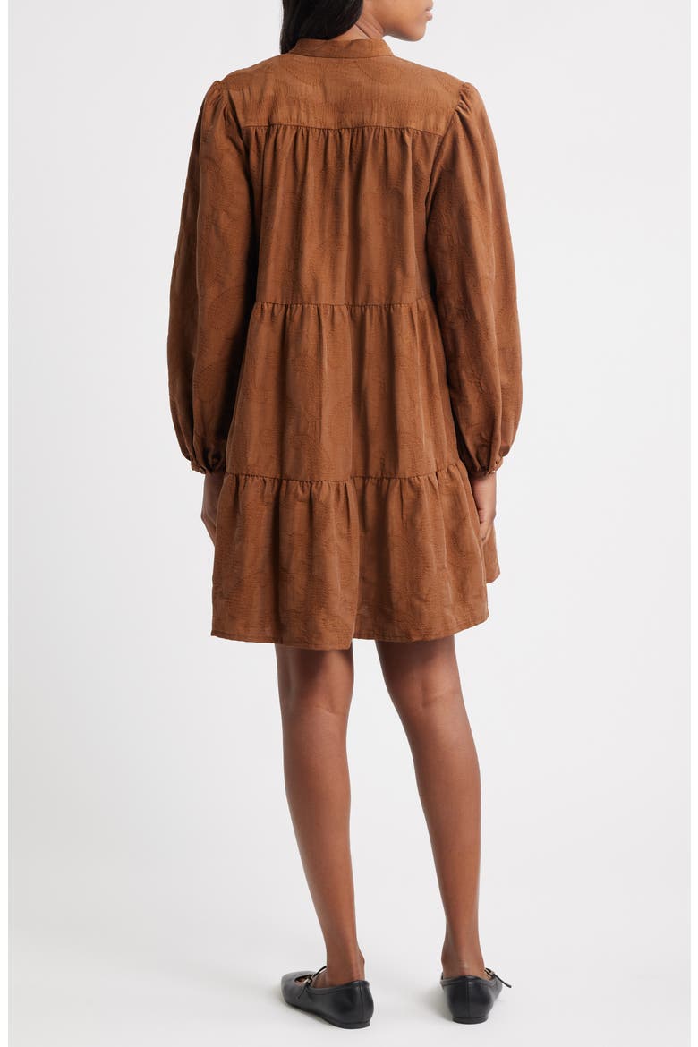 Sarrasin Long Sleeve Tiered Dress, Alternate, color, MARRON GLACE