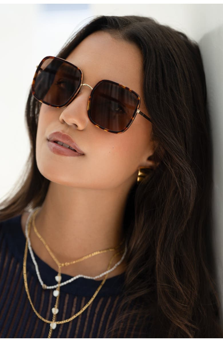 FREYRS Eyewear Cosmo Square Oversized Sunglasses, Alternate, color, Dark Tortoise