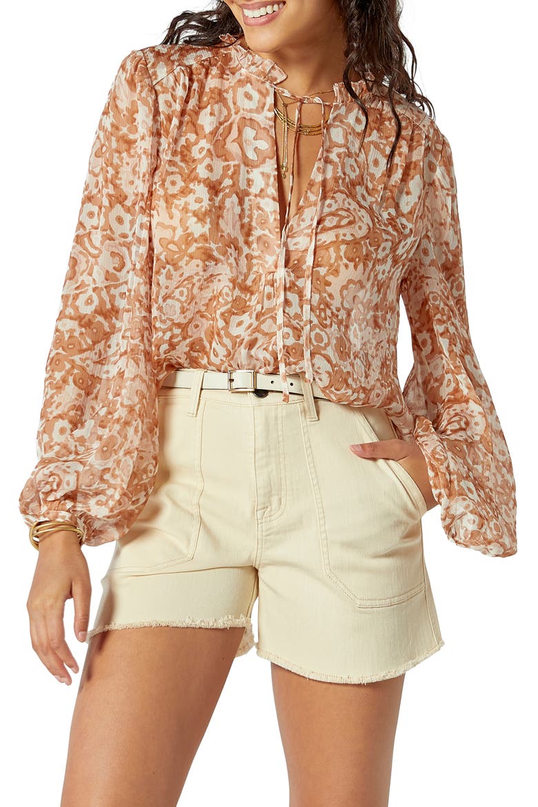 Jindrah Tie Neck Silk Blouse, Main, color, BRUSHED CLAY