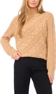 Halogen® Diagonal Cable Mock Neck Sweater
