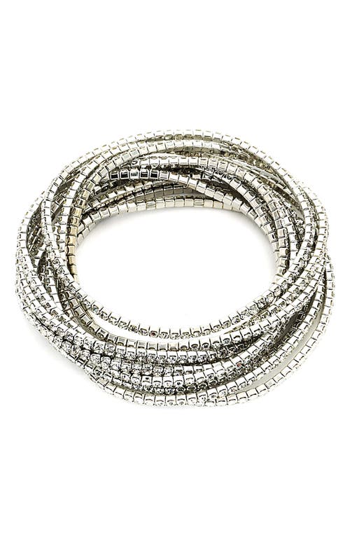 Panacea Set of 10 Crystal Bracelets in Silver 