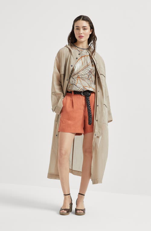 Brunello Cucinelli Baggy Shorts With Monili In Orange