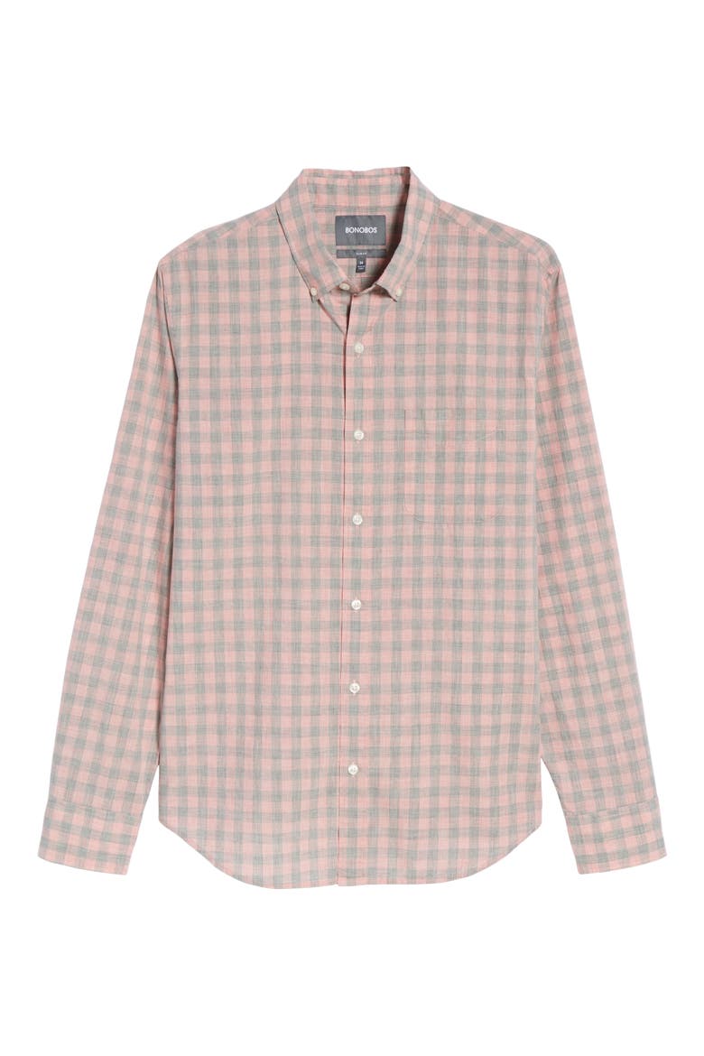 Summerweight Slim Fit Gingham Shirt, Alternate, color, PINE GINGHAM - HEATHER ROSE