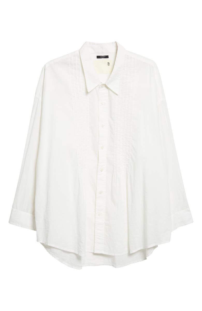 R13 Pintuck Drop Neck Button-Up Shirt, Main, color, White