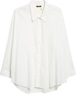 R13 Pintuck Drop Neck Button-Up Shirt