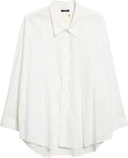 R13 Drop Neck Pintuck Button-Up Shirt