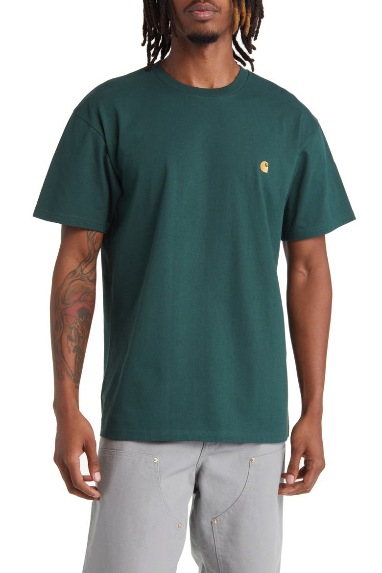 Chase Crewneck T-Shirt, Main, color, DISCOVERY GREEN / GOLD