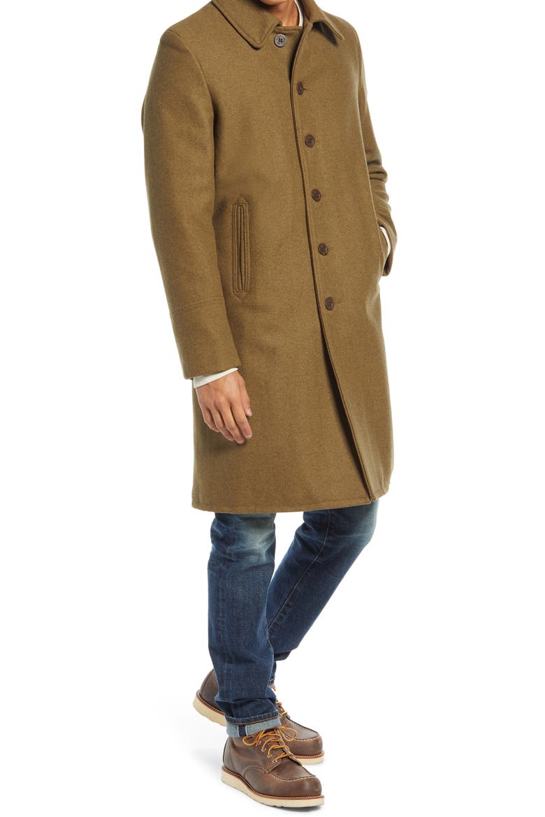 Wool Blend Officer's Coat, Alternate, color, OLIVE
