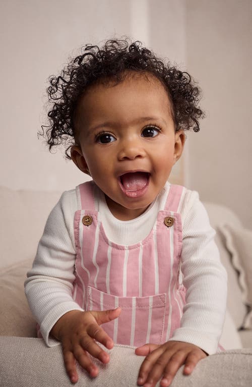 Next Stripe Overalls & Long Sleeve T-shirt In Pink