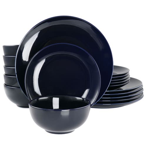 Elama Luna 18 Piece Porcelain Dinnerware Set In Blue