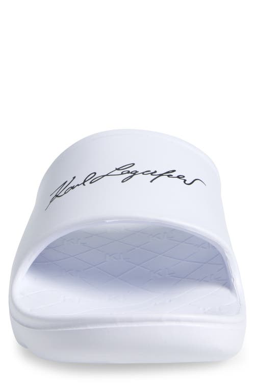 Karl Lagerfeld Signature Slide Sandal In White