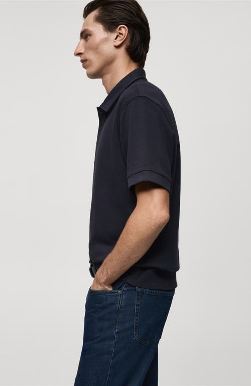 Mango Regular Fit Polo In Blue