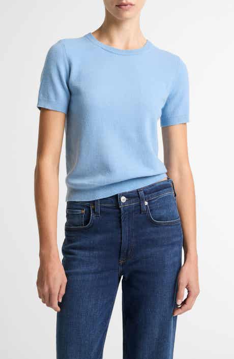 Short Sleeve Wool Blend Sweater