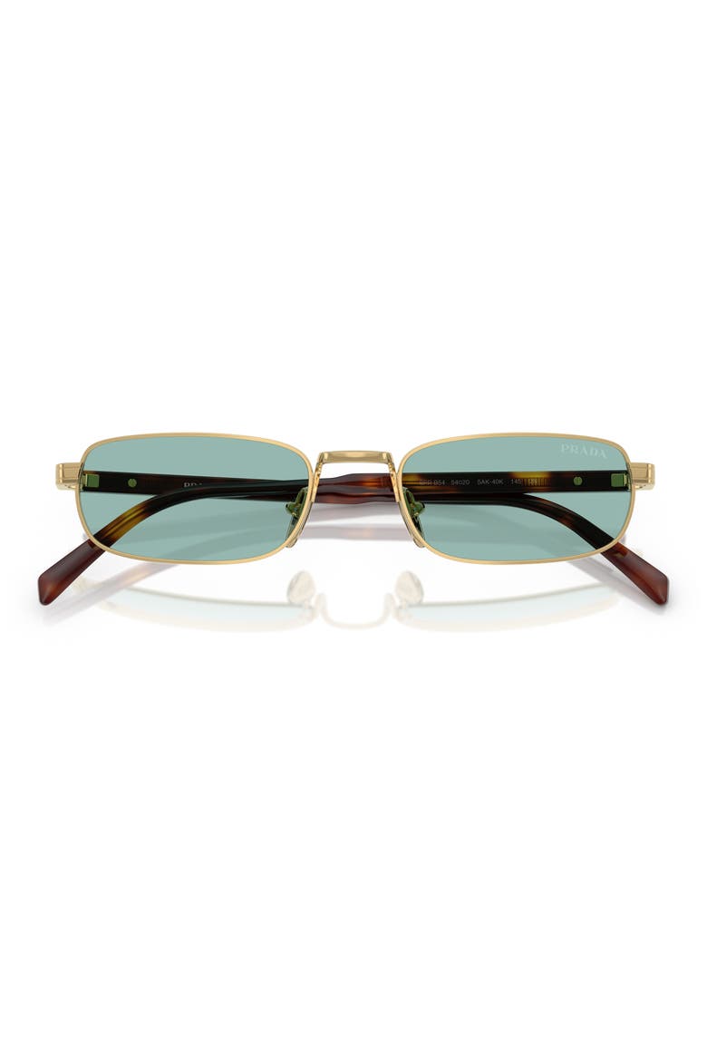 54mm Rectangular Sunglasses, Alternate, color, GOLD / PETROL GREEN